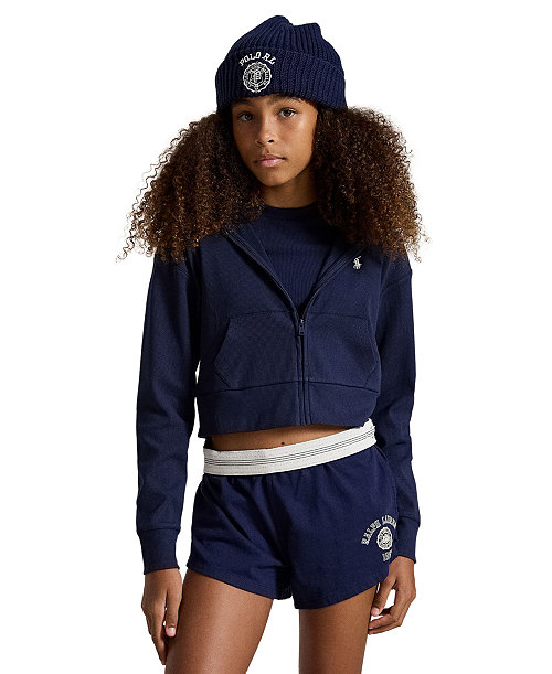 Girls' 7-16 Ribbed Boxy Full-Zip Hoodie