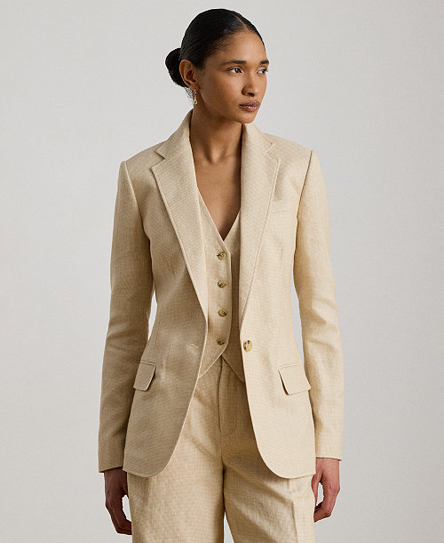 Women's Notch Lapel Collar Tweed Blazer