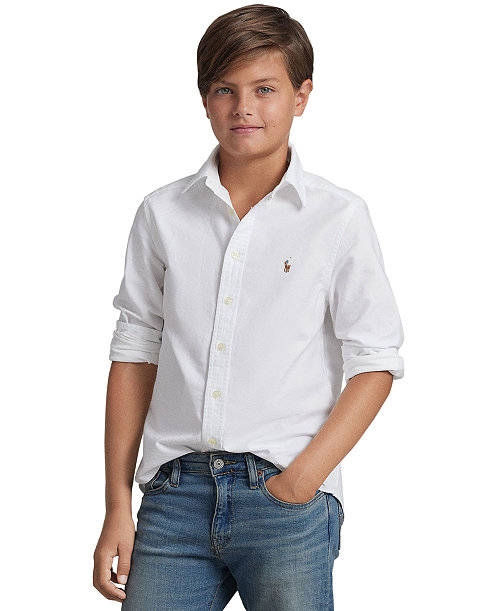 8-20 Boys' Embroidered Pony Logo Cotton Oxford Shirt