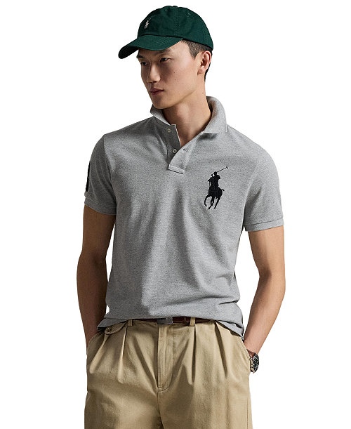Men's Big Pony Custom Slim-Fit Mesh Polo Shirt