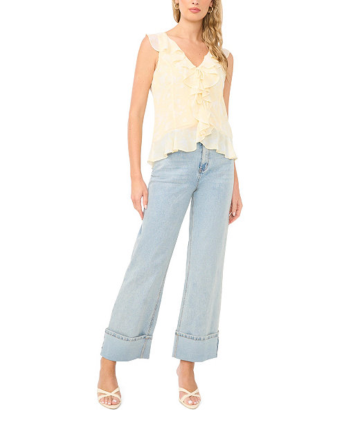 Women's V-Neck Ruffle Sleeve Blouse