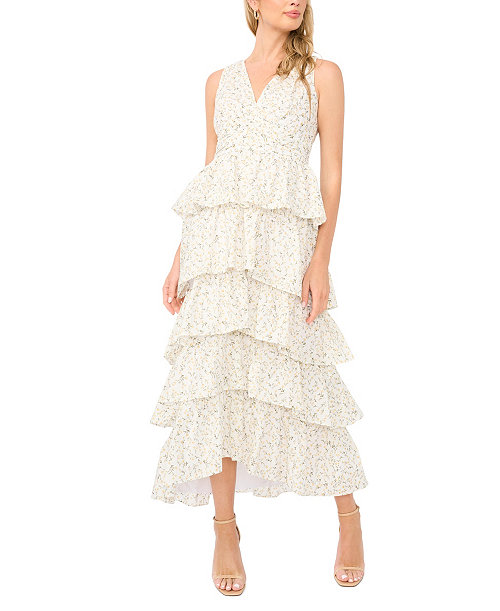Women's Cascading V-Neck Ruffle Maxi Dress