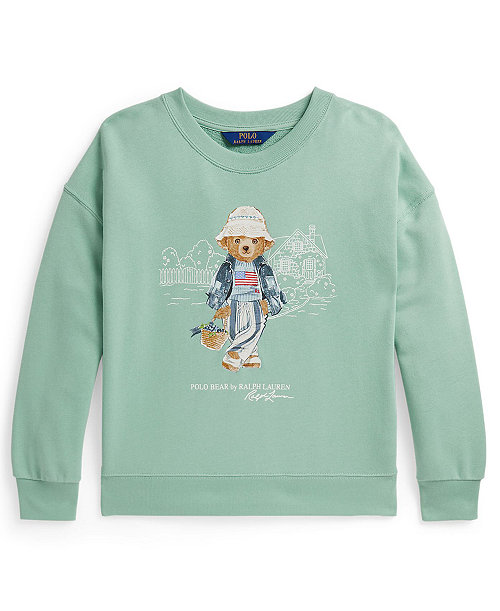 Girls' 7-16 Polo Bear Terry Crewneck Sweatshirt