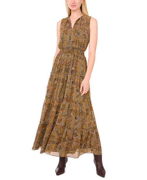 Women's Tie Neck Tiered Sleeveless Dress