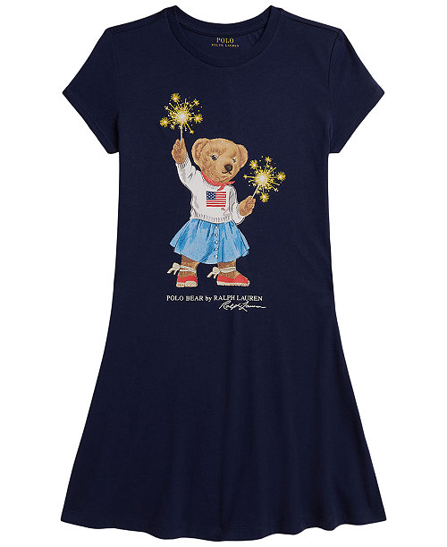 Girls' 7-16 Polo Bear Short-Sleeve Jersey Dress