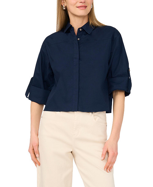 Women's Cotton Boxy Button-Down Shirt