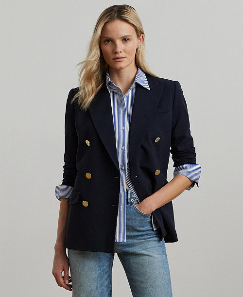 Women's Double-Breasted Wool Crepe Blazer